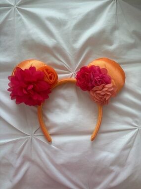Orange Floral Mickey Mouse Ear Headband